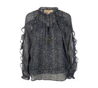 Ruffled Metallic Floral Georgette Blouse - female - Michael Kors - Blouses - Blue - S - Blouses & Shirts S