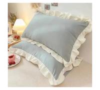 Ruffled Pillowcase Princess Pillow Cover Cushion Ruffle Sham Decorative Cotton Pillowcases with Invisible Zipper(Light blue-1pcs,48x74cm)