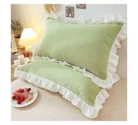 Ruffled Pillowcase Princess Pillow Cover Cushion Ruffle Sham Decorative Cotton Pillowcases with Invisible Zipper(Grass green-1pcs,35x55cm)