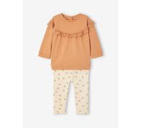 Ruffled Sweatshirt + Leggings Combo for Babies caramel