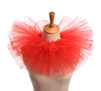 Ruffled Tulle Collar, Clown Collar, Renaissance Collar Fluffy Soft Collar Suitable for Mardi Gras Halloween Cosplay Masquerade Carnival (Red)