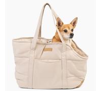 RuffLife Cozy Plush Pet Carrier Purse - Secure Harness Clip, Lightweight Tote Design for Small Dogs and Puppies (Cream)