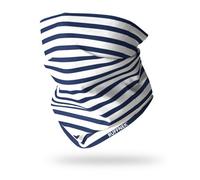 Ruffnek Blue And White Breton Stripe Snood Scarf Multifunctional Neck Gaiter For Sailing, Hiking, Camping And Travel