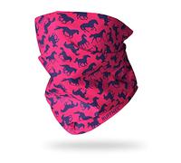 Ruffnek HORSES PINK & BLUE Multifunctional Headwear/Neck warmer/Snood for Horse Riding - Women & Children