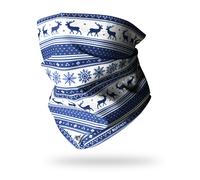 RUFFNEK Nordic Stag Snood Scarf - Blue - Blue/White