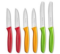 Ruffulon Paring Knife Set of 6 - Multicolored Kitchen Set With Straight Edge & Serrated Blades for Fruits and Vegetables, Dishwasher Safe (Green, Red, Orange)