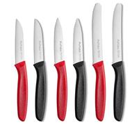 Ruffulon Paring Knife,Set of 6, Vegetable Knife Small,Premium Fruit Knives,Small Kitchen Knife Sets,Straight Edge&Serrated Knifes,Red&Black Kitchen Paring Knives,Dishwasher Safe