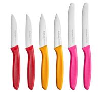 Ruffulon Sharp Paring Knives,Set of 6, Vegetable Knife Small,Premium Fruit Knife&Tomato Knife,Straight Edge&Serrated Knives,Kitchen Knife Sets,Kitchen Paring Knifes(Pink&Orange&Red)