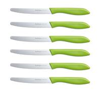 Ruffulon Tomato Knife Set, 6 Pieces,Kitchen Knives Made of Stainless Steel,Tomato Knives with Sharp Edge, Serrated Blade,Bread Knives&Table Knives,Plastic Handle Dinner Knifes,Dishwasher Safe,Green