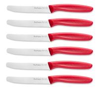 Ruffulon Tomato Knife Set of 6,Serrated Kitchen Knives,Sharp Blade Classic Utility Knife,Stainless Steel Wavy Edge Tomato Knives&Table Knives,Muticolor Plastic Handle Dinner Knifes,Dishwasher Safe.