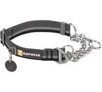 RUFFWEAR Chain Reaction Collar, Large Dog Collar, Adjustable No Pull Pet Collar, Aluminium D-Ring & Limited Cinch, Reflective Dog Collar with Tubelock Webbing, 20"-26", Basalt Grey