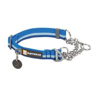 RUFFWEAR Chain Reaction Collar, Large Dog Collar, Adjustable No Pull Pet Collar, Aluminium D-Ring & Limited Cinch, Reflective Dog Collar with Tubelock Webbing, 20"-26", Blue Pool