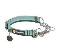 RUFFWEAR Chain Reaction Collar, Small Dog Collar, Adjustable No Pull Pet Collar, Aluminium D-Ring & Limited Cinch, Reflective Dog Collar with Tubelock Webbing, 11"-14", River Rock Green