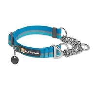 RUFFWEAR Chain Reaction Dog Collar, Martingale Dog Collar with Limited Cinch, Stainless Steel Chain, Blue Dusk, 14"-20"