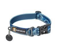 RUFFWEAR Crag Dog Collar, Medium Dog Collar with Aluminium V-Ring, Adjustable Length Pet Dog Collar, Comfortable Soft Collar, Premium Animal Collar w. Dog Lead Attachment Ring, 36-51cm, Midnight Wave