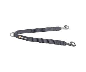 RUFFWEAR Double Track Coupler, Dog Lead Coupler For Walking Two Dogs on one Lead, Tangle Free Stretch Webbing Absorbs Shock, with Lockable Clips, Length: 30 cm - Stretches to 48cm, Granite Grey