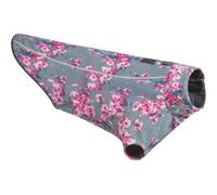 RUFFWEAR Fleece Dog Coat, Climate Changer Windproof & Fast Drying Zipped Jacket with Sleeves, for Cold Weather, Medium Breeds, Blossom Pink/Grey - Medium (69-81 cm)