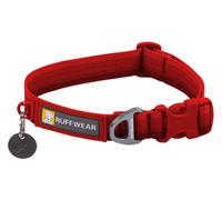 RUFFWEAR Front Range Collar, Large Dog Collar with Aluminium V-Ring, Adjustable Length Pet Dog Collar, Comfortable Soft Fabric, Animal Collar with Dog Lead Attachment Ring, 51-66cm, Red Canyon