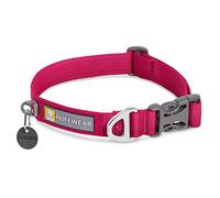 RUFFWEAR Front Range Dog Collar, Strong Tubelok Webbing, Aluminium Lead Attachment Ring & Side-Release Buckle, Bright Everyday Stylish & Durable Neck Wear Accessory, Hibiscus Pink (Small, 28-36 cm)