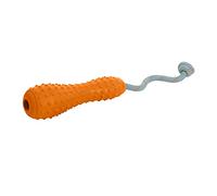 RUFFWEAR Gourdo Dog Toy, Interactive Tug Game, Resilient Natural Rubber Throw/Catch Toy with Kernmantle Rope Lanyard, Indoor/Outdoor Boredom Breaker Chew Safe Device, Campfire Orange, Small