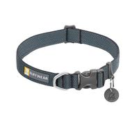 RUFFWEAR Hi & Light Collar, Extra Small Dog Collar with Aluminium D-Ring, Adjustable Length Pet Dog Collar, Comfy Soft Fabric, Animal Collar with Dog Lead Attachment Ring, 23-28cm, Basalt Grey