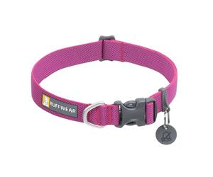 RUFFWEAR Hi & Light Collar, Large Dog Collar with Aluminium D-Ring, Adjustable Length Pet Dog Collar, Comfy Soft Fabric, Animal Collar with Dog Lead Attachment Ring, 51-66cm, Alpenglow Pink