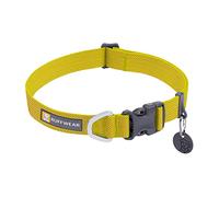 RUFFWEAR Hi & Light Dog Collar, Ultra Strong & Lightweight, Strong Tubelok Webbing, Aluminium Lead Attachment Ring & Side-Release Buckle, Stylish Neck Wear Accessory, Lichen Green (Large, 51-66 cm)