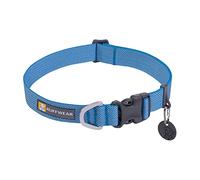 RUFFWEAR Hi & Light Dog Collar, Ultra Strong & Lightweight, Strong Tubelok Webbing, Aluminium Lead Attachment Ring & Side-Release Buckle, Stylish Neck Wear Accessory, Blue Dusk (Extra Small, 23-28cm)
