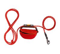 RUFFWEAR Hitch Hiker Dog Leash, Stowable Portable Strap Lead, Adjustable Hands-Free Waist Worn or Hand Held Long Tether, with Pouch Bag, Camping Hitch-lock & Crux Clip Brake, Red Currant (One Size)