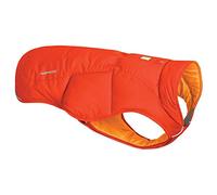 RUFFWEAR Quinzee Ultra Warm Winter Dog Coat with leash Portal & Stuff Sack, Packable & Insulated Lightweight Over Coat for Cold Weather, Sockeye Red - Large (81-91cm)