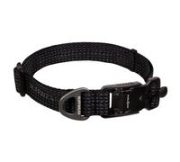 Ruffwear Ridgeline Heavy Duty Dog Collar, Soft & Comfortable Reflective Pet Collar, Adjustable & Lightweight with Aluminum V-ring for Dog Lead, Obsidian Black, Size Medium 36-51cm