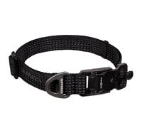 Ruffwear Ridgeline Heavy Duty Dog Collar, Soft & Comfortable Reflective Pet Collar, Adjustable & Lightweight with Aluminum V-ring for Dog Lead, Obsidian Black, Size Small 28-36cm