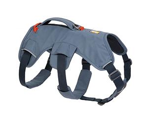 RUFFWEAR Web Master Dog Harness, Padded, Multi-use, Anti-escape Dog Harness with lifting Handle for Everyday Adventures, 2 Lead Attachments, Size: XX-Small (33-43 cm), Slate Blue