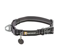 RUFFWEAR Web Reaction Collar, Large Dog Collar, Adjustable Martingale Collar with Aluminium V-Ring & Side Release, Comfy Fabric Reflective Dog Collar with Tubelock Webbing, 51-58cm, Basalt Grey