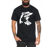 Ruffy Serious Men's T-Shirt Straw Hat Luffy Zoro One Monkey D. Pirate Ace Piece Goku Anime Luffy, black, M