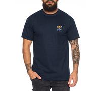 Ruffy Straw Hat Men's Embroidered T-Shirt - Embroidery One Pirate Piece Anime Luffy Zoro, Color:Navy, Size:3XL