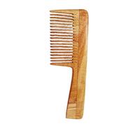 Rufiys Pure Neem Wooden Comb for Women & Men | Neem Wood Comb for Hair Growth | Dandruff Comb | Wide Tooth Round - 10 Cm