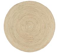 Rug 120cm Natural White Spiral Jute Cotton Blend Handmade Round Boho Soft Cozy.