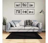 Rug 120x120 cm Black Short Pile 18mm Soft Fluffy Polyester Cozy Modern Home Rug