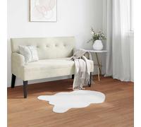 Rug 50 x 80 cm White Faux Rabbit Fur Polyester Anti-Slip Plush Cozy Indoor Warm