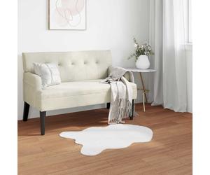 Rug 50 x 80 cm White Faux Rabbit Fur Polyester Anti-Slip Plush Cozy Indoor Warm