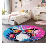 Rug 60 cm Round - Ultra Soft Non-Slip Nursery Play Mat, Washable Abstract Drum Set Circle Carpet for Baby Crawling, Short Pile Anti Slip for Playroom Bedroom Floor Kids Room Hallway, Pink Blue