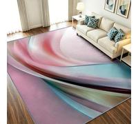 Rug 60 x 90 cm Abstract Dreamy - Soft Non Slip Washable Low Pile Rugs for Bedroom Floor Mat, Office Decor - Ombre Ribbons Curves Carpet Pink