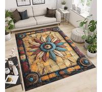 Rug 60x120 cm Faux Cashmere Bright Feathers Gems Stones Art 3D Print Anti-Slip Stain-Resistant Machine/Vacuum Washable Rugs for Living Room Hallway Breakfast Nook Heritage Home Under the Table