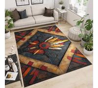 Rug 60x120 cm Faux Cashmere Bright Feathers Gems Stones Art 3D Print Anti-Slip Stain-Resistant Machine/Vacuum Washable Rugs for Living Room Hallway Breakfast Nook Heritage Home Under the Table