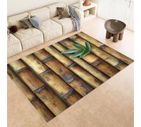 Rug 60x120 cm Faux Cashmere Bright Pattern Bamboo Wood Realistic 3D Print Anti-Slip Stain-Resistant Machine/Vacuum Washable Rugs for Living Room Hallway Breakfast Nook Heritage Home Under the Table