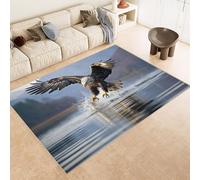 Rug 60x120 cm Faux Cashmere Bright Pattern Eagle Flying Sky 3D Print Anti-Slip Stain-Resistant Machine/Vacuum Washable Rugs for Living Room Hallway Breakfast Nook Heritage Home Under the Table