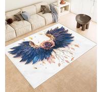 Rug 60x120 cm Faux Cashmere Bright Pattern Feathers Flowers Leaves 3D Print Anti-Slip Stain-Resistant Machine/Vacuum Washable Rugs for Living Room Hallway Breakfast Nook Heritage Home Under the Table