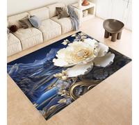 Rug 60x120 cm Faux Cashmere Bright Pattern Flowers Mountains 3D Print Anti-Slip Stain-Resistant Machine/Vacuum Washable Rugs for Living Room Hallway Breakfast Nook Heritage Home Under the Table