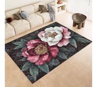 Rug 60x120 cm Faux Cashmere Bright Pattern Flowers Pink Leaves 3D Print Anti-Slip Stain-Resistant Machine/Vacuum Washable Rugs for Living Room Hallway Breakfast Nook Heritage Home Under the Table